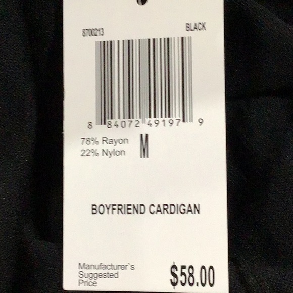 NWT Grace Elements Boyfriend Cardigan, Black, Size Medium - Picture 8 of 8